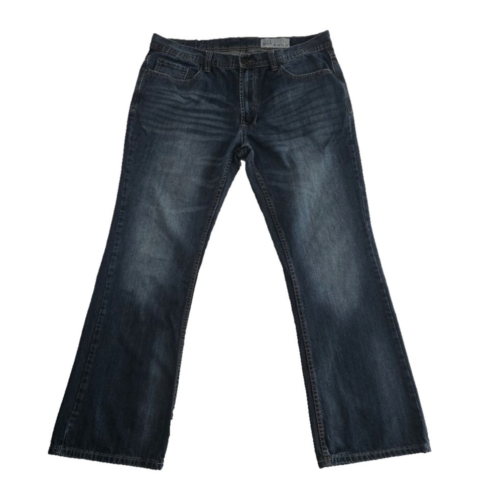 TK Axel Griswold Jeans Men's 38x32 Med Wash Slim Straight Fit Feathering